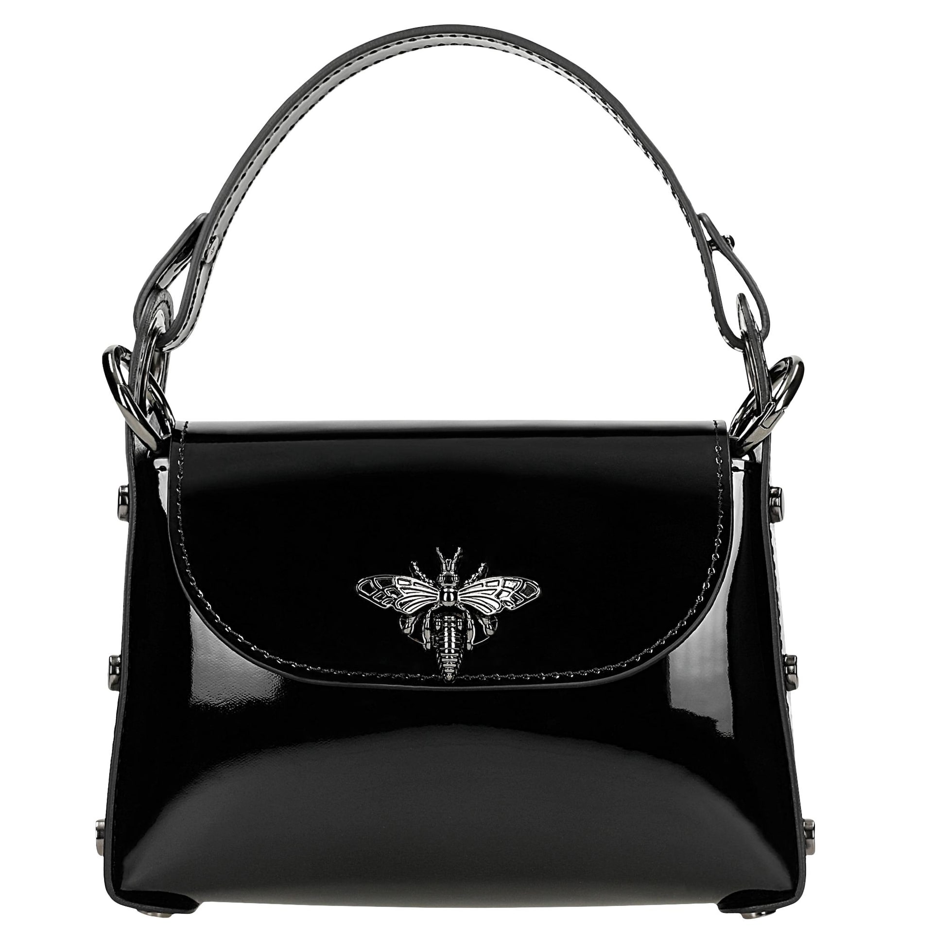 Černá lakovaná vizitková taška s hmyzem