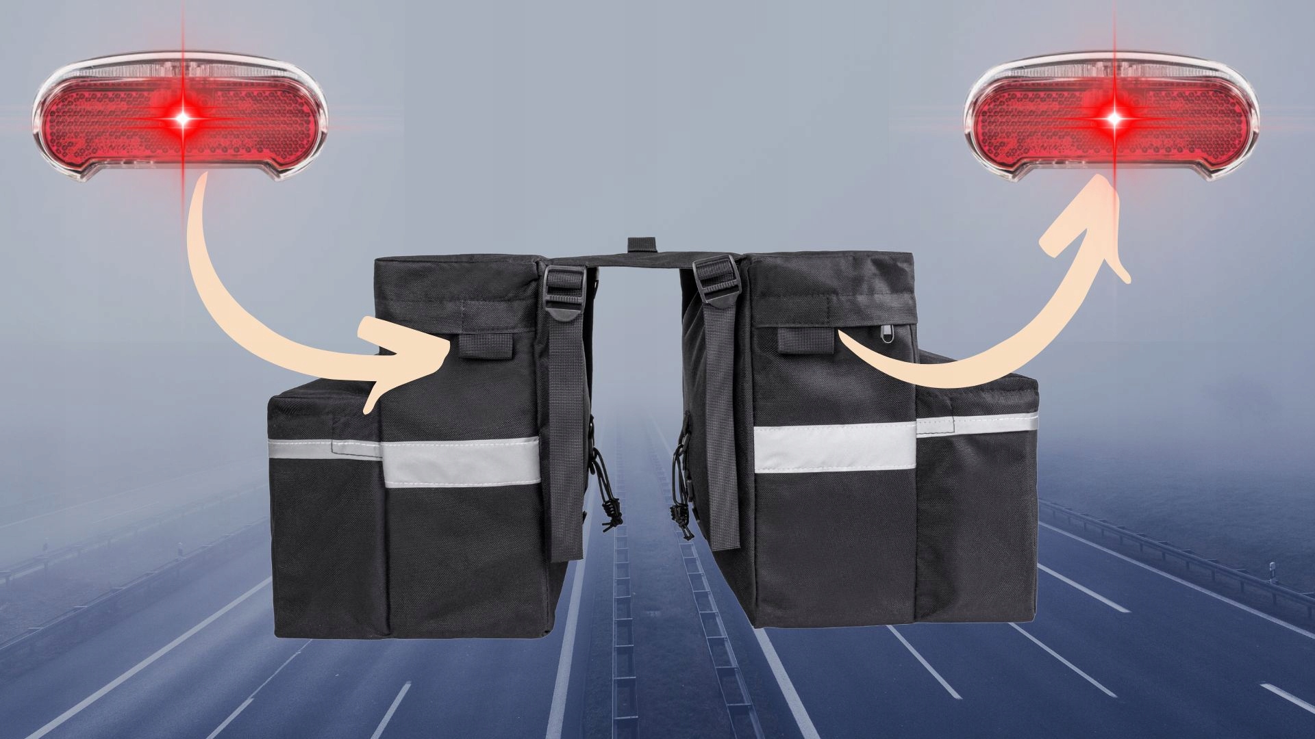 SAKWA ROWEROWA DWUKOMOROWA PODWÓJNA NA ROWER BAGAŻNIK ROWEROWA POJEMNA 26L Wysokość 30 cm