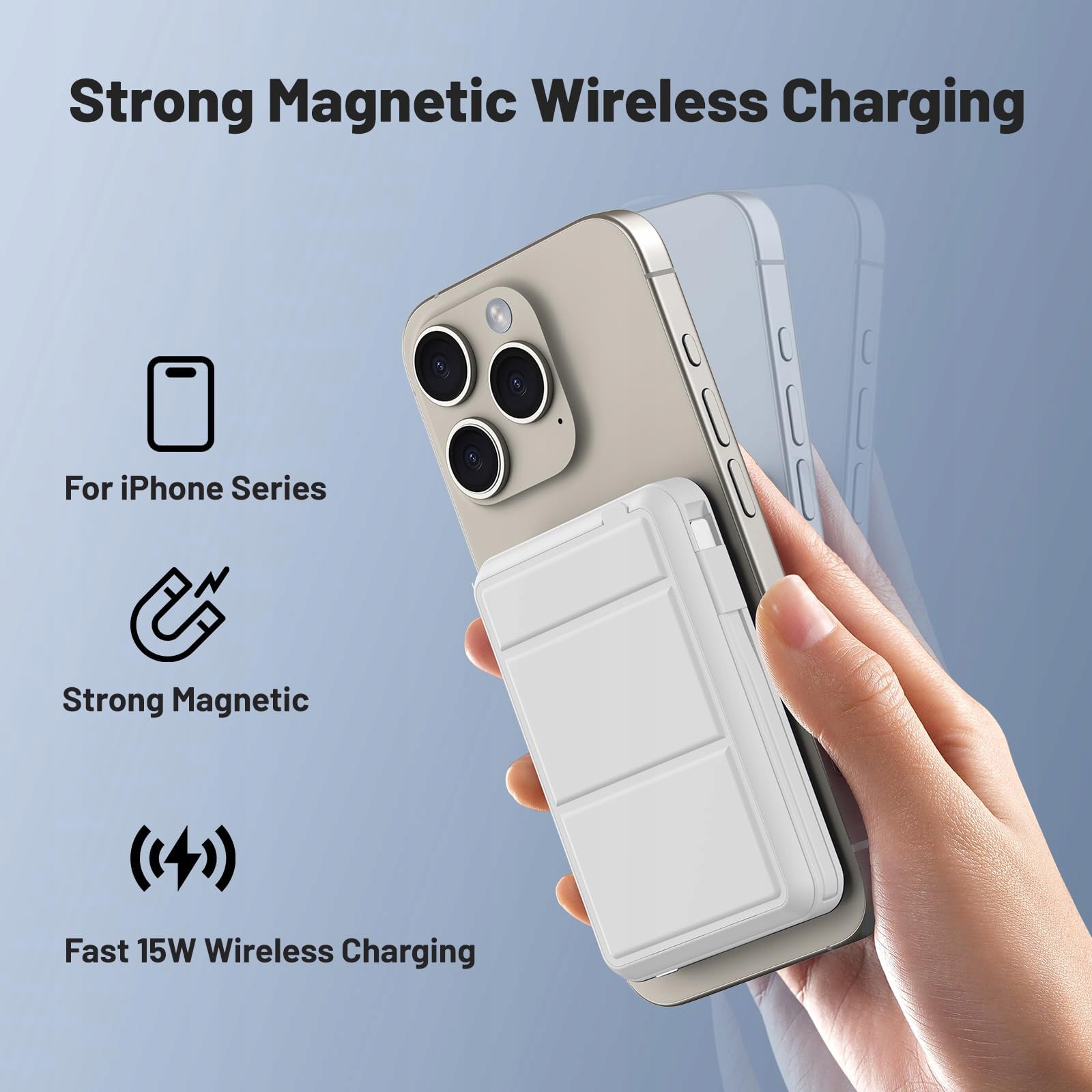 AZMUTH 10000mAh MAgnetyczny Bezprzewodowy Power Bank for iPhone 16/15/14/13 — miniatura 2