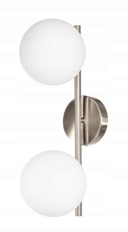 Kinkiet Milano silver podwójny mleczne kule