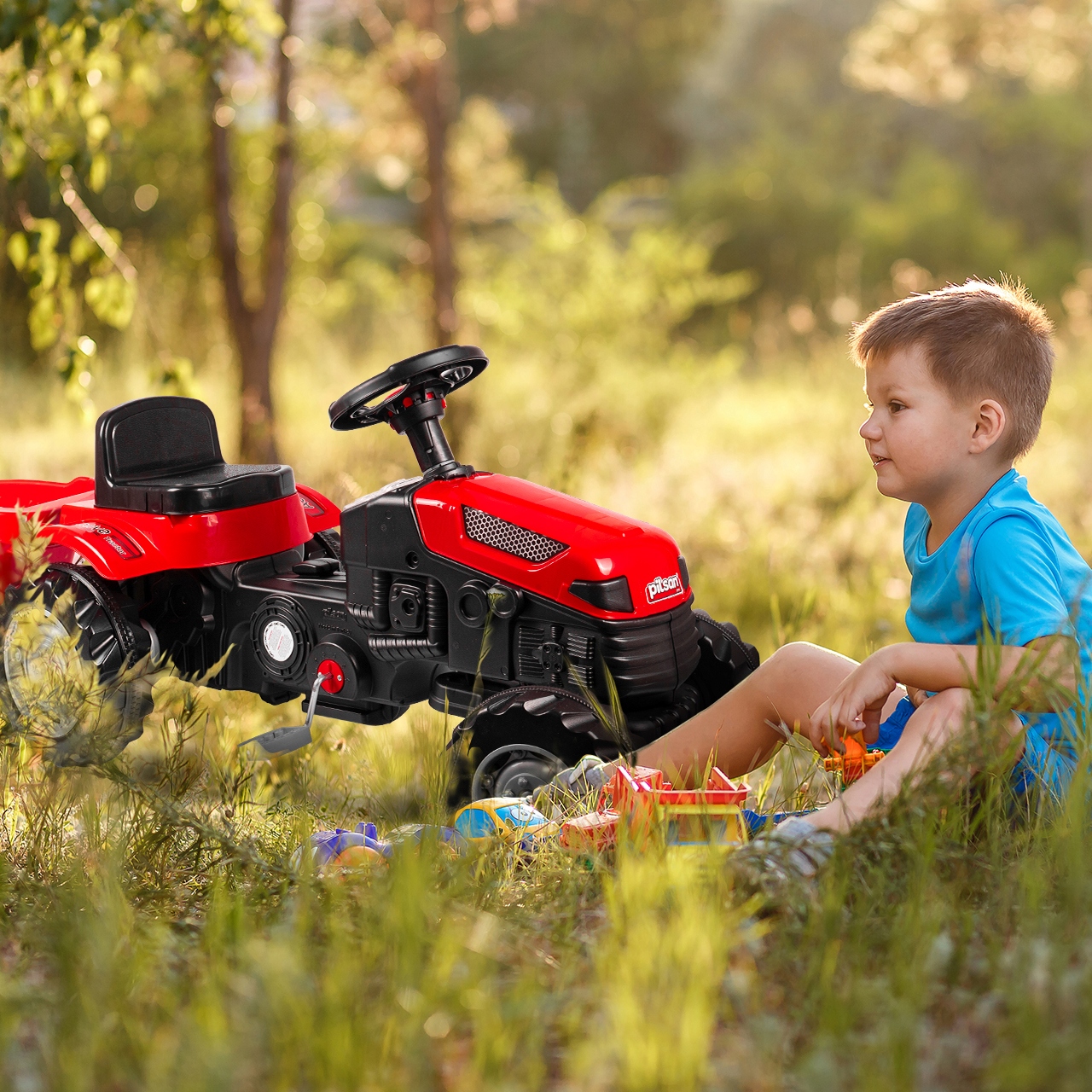 TRAKTOR Z PRZYCZEPĄ NA PEDAŁY OGROMNY TRAKTOREK Maksymalne obciążenie 50 kg