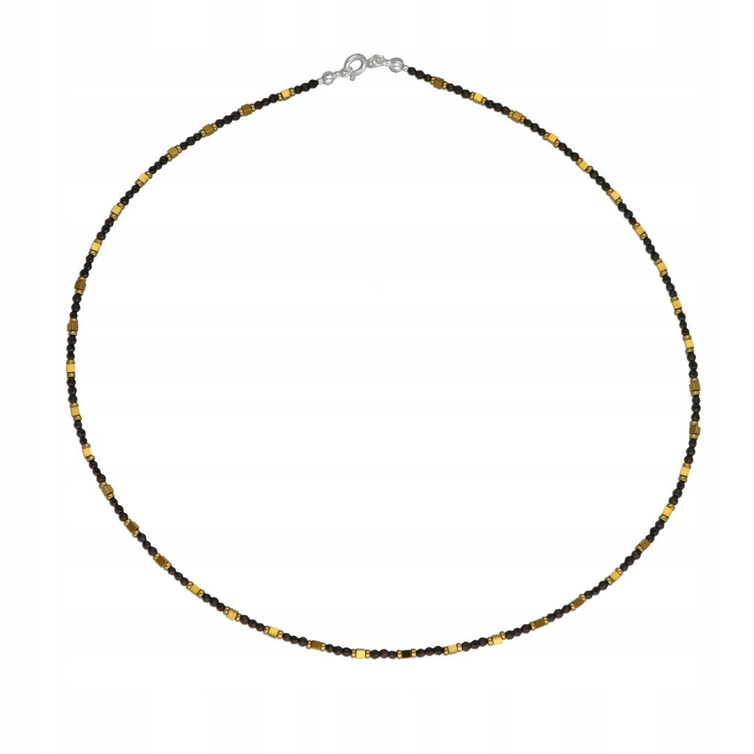 Náhrdelník s černým a zlatým hematitem stříbro