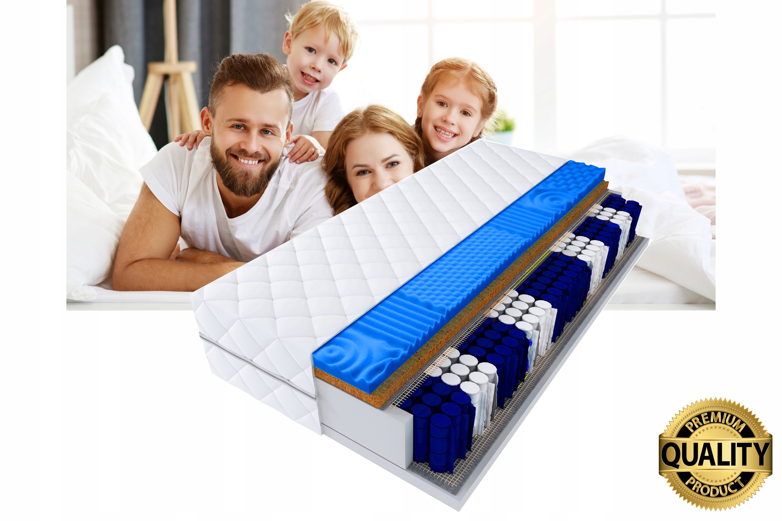 Materac DUBAI 200x90 KOKOS, KIESZENIOWY - MASUJĄCY Szerokość materaca 90 cm