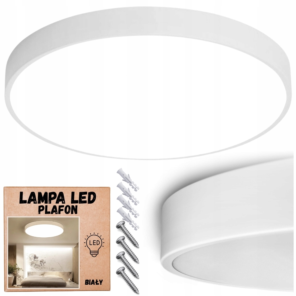 Plafon natynkowy lampa sufitowa okrągła niemrugający led biały zimna barwa