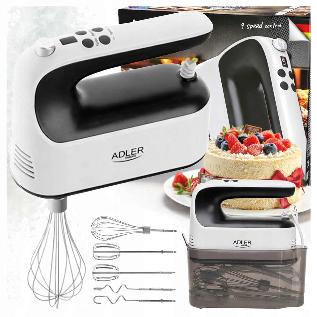 Mikser Ręczny Robot Kuchenny Lekki 9 Trybów LCD 5 Końcówek 600W Mixer 5W1