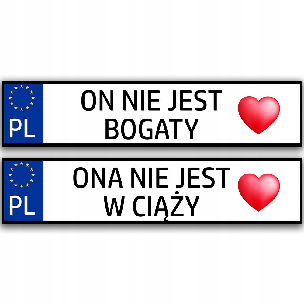 

Tablice Samochodowe Ślubne na Wesele Dekoracyjne
