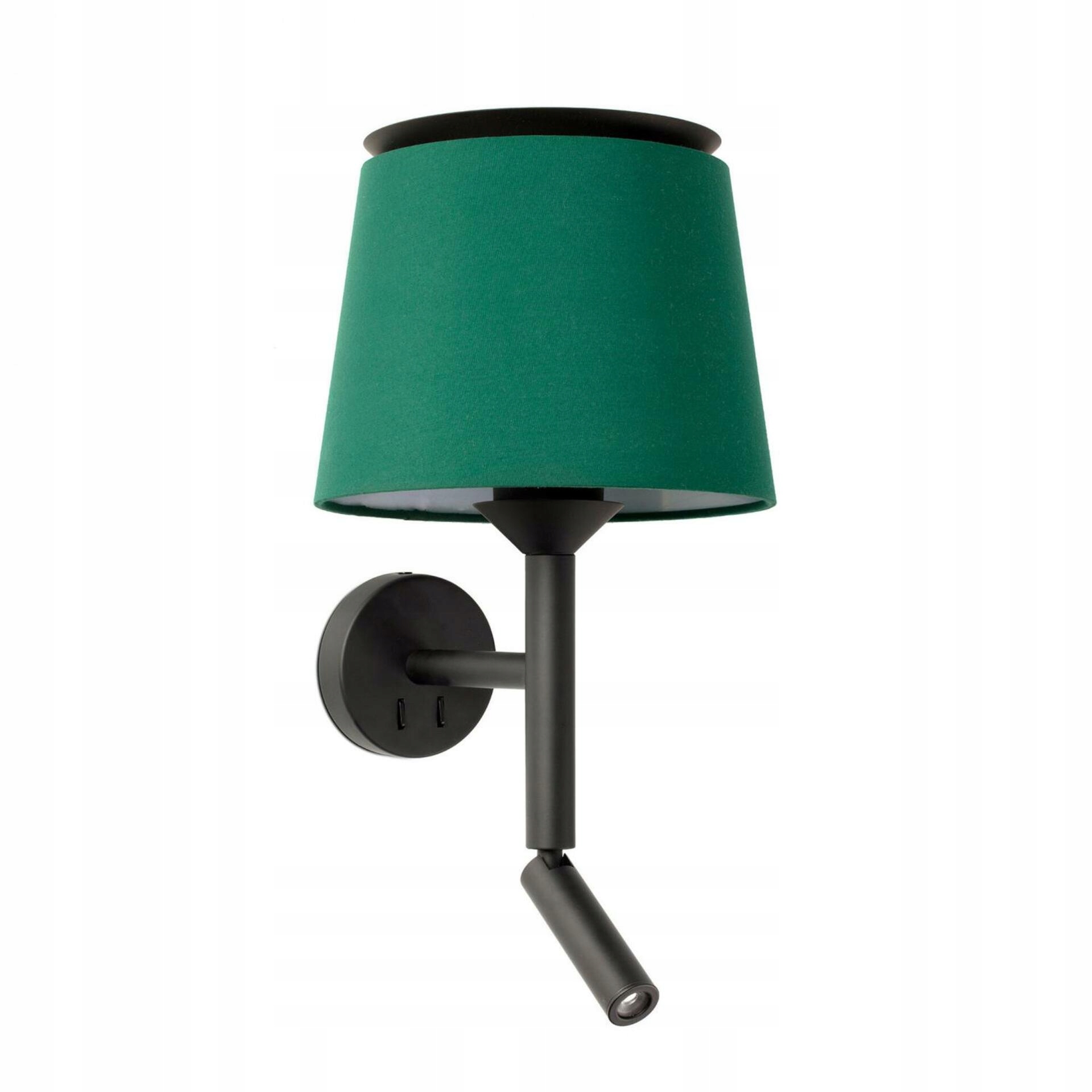 Nástenná lampa Faro Savoy čierna/zelená s čítacou Led lampičkou