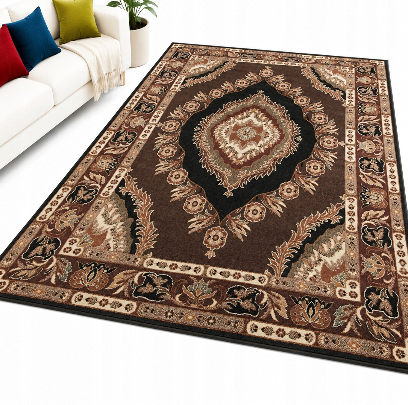 Dywan 250x350 Prawdziwy tkany Alfa Shiraz Belgijski Bcf Beż Brąz