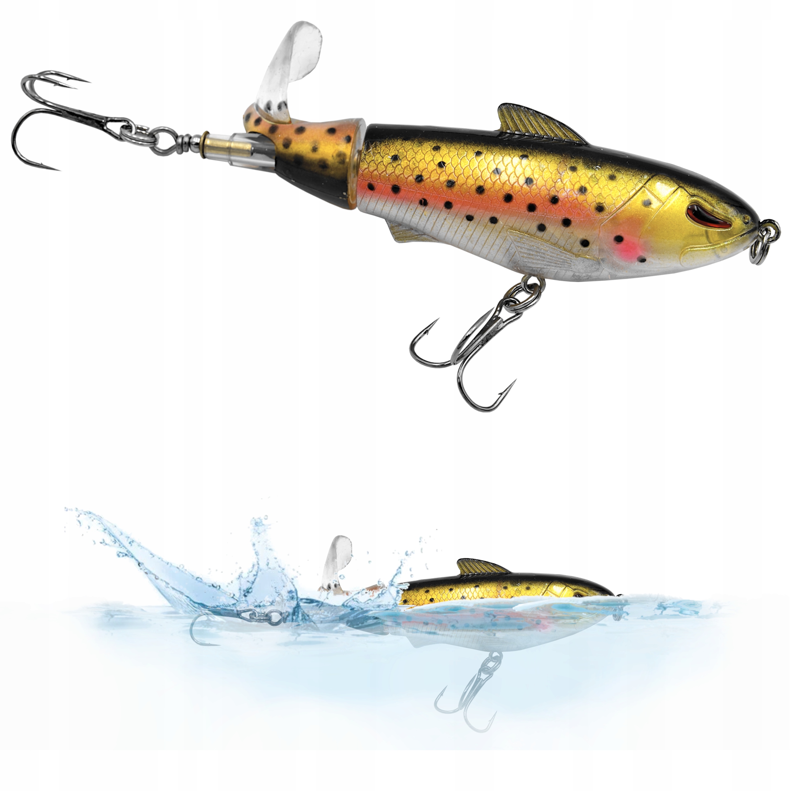 

Wobler na Szczupaka obrotowy ogon 9 cm 17 g oko 3D