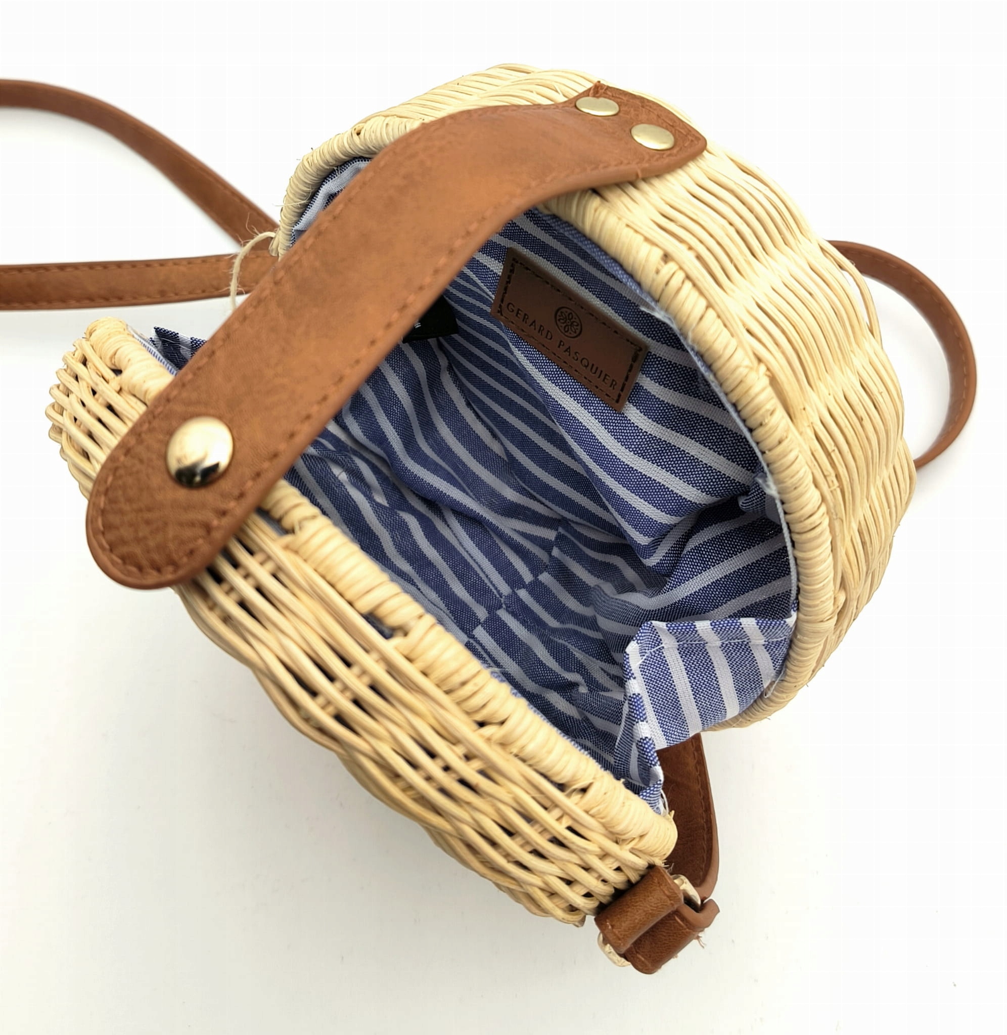 Okrągła torebka pleciona wiklinowa koszyk Materiał dominujący wiklina