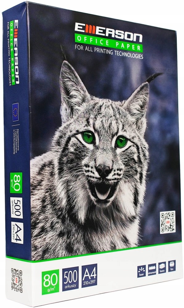 5 RYZ UNIWERSALNY PAPIER KSERO EMERSON 80G A4 Waga netto ryzy papieru 2 kg