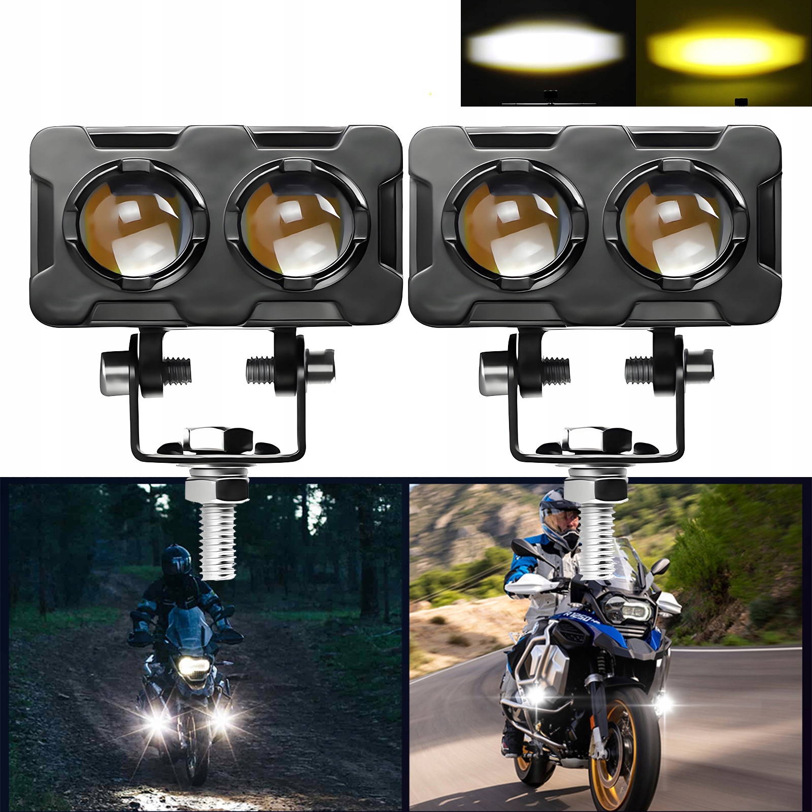 Halogeny motocyklowe Ring Led lampy reflektory 30W IP68 2 Tryby Lampy