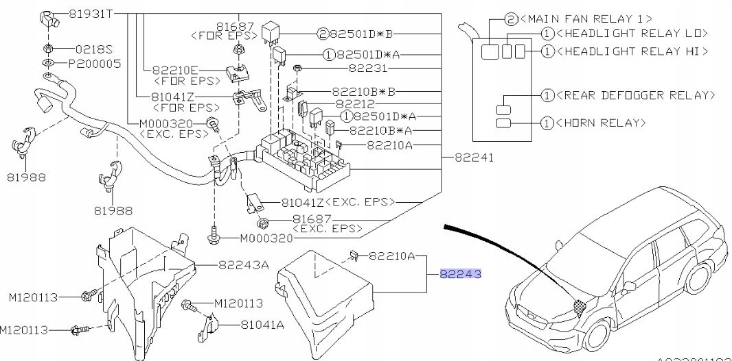 OBUDOWA PUSZKI BEZPIECZNIKÓW SUBARU FORESTER IV 2012- Numer katalogowy części 82243SG000