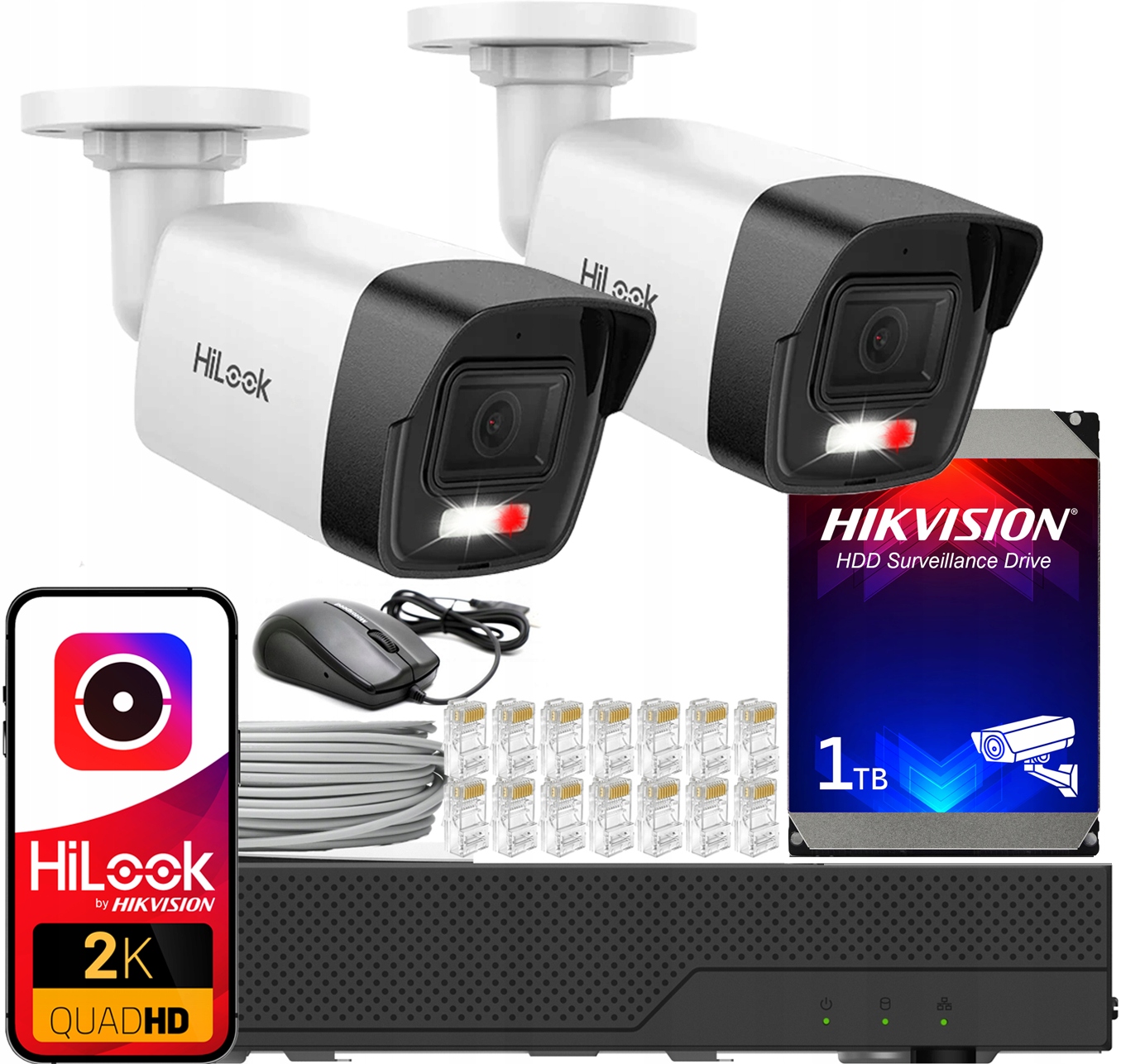 Súprava na monitorovanie Ip Hilook 2x IPC-B140HA-LUC 4MPX PoE Hybrid