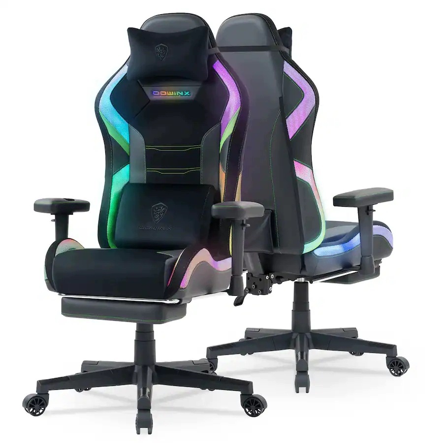 Fotel Gamingowy Dowinx Ergonomia Komfort Premium Masaż Lędźwiowy Rgb Czarny