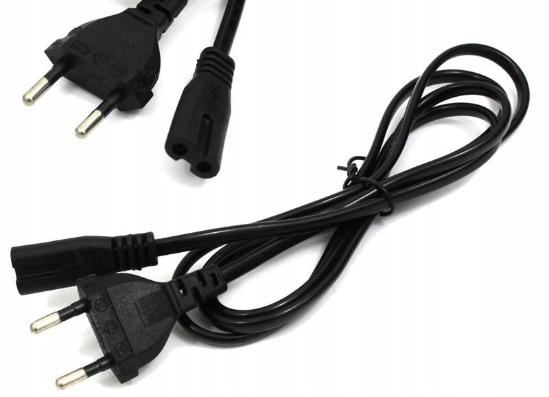 

Kabel zasilający euro ósemka wtyk 1,5 m 2 Pin Rtv