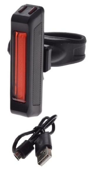 Lampa Rowerowa Tył Cob Led Usb 65 lumenów aku