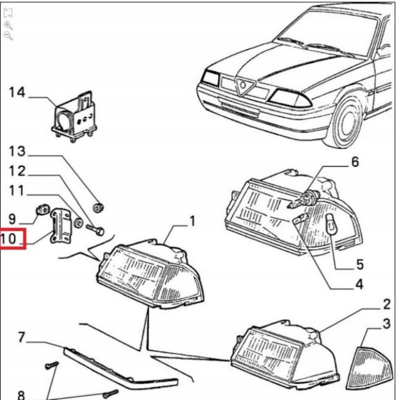 bracket holder lights front ALFA ROMEO 33 90-94 / 60605811
