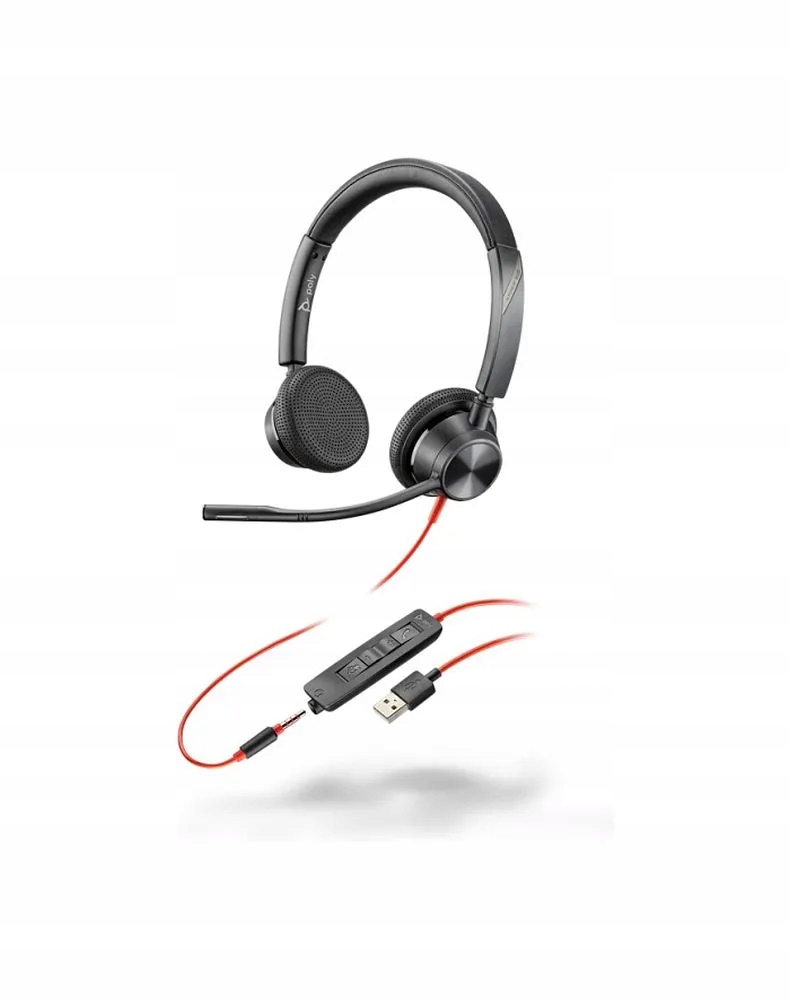 Káblové slúchadlá do uší Jack 3,5 mm Usb A Poly Blackwire C3325 čiern