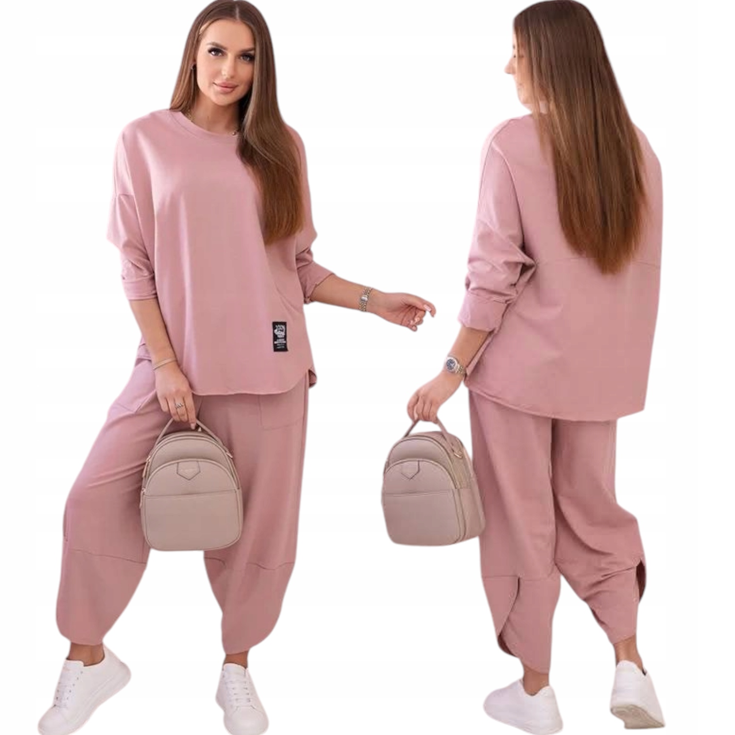 Komplet bawełniany bluza plus spodnie oversize Moda Włoska