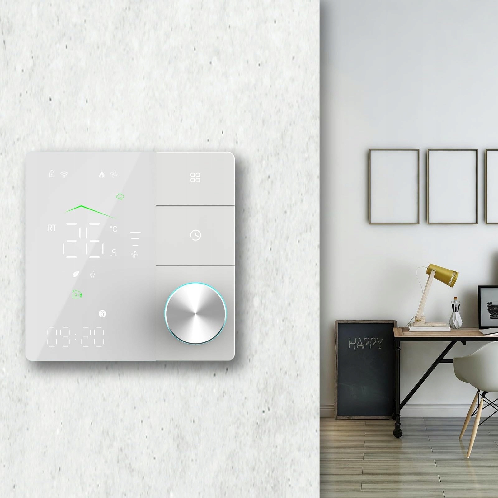Smart Knoflíkový termostat Tuya WiFi Matter LCD pro dálkové vytápění kotle Bílý
