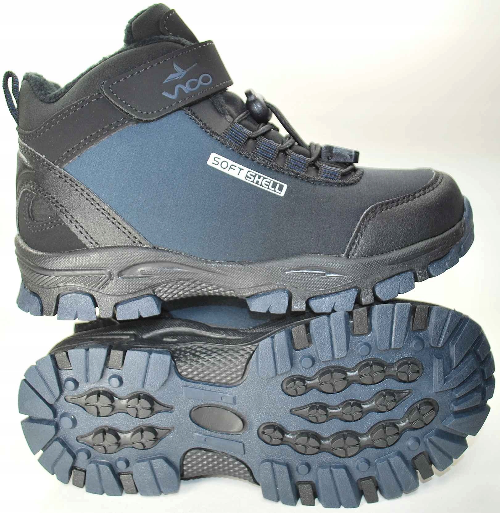 GRANATOWE ciepłe kozaki sportowe buty SOFTSHELL dla chłopca na rzep r 32 Płeć chłopcy