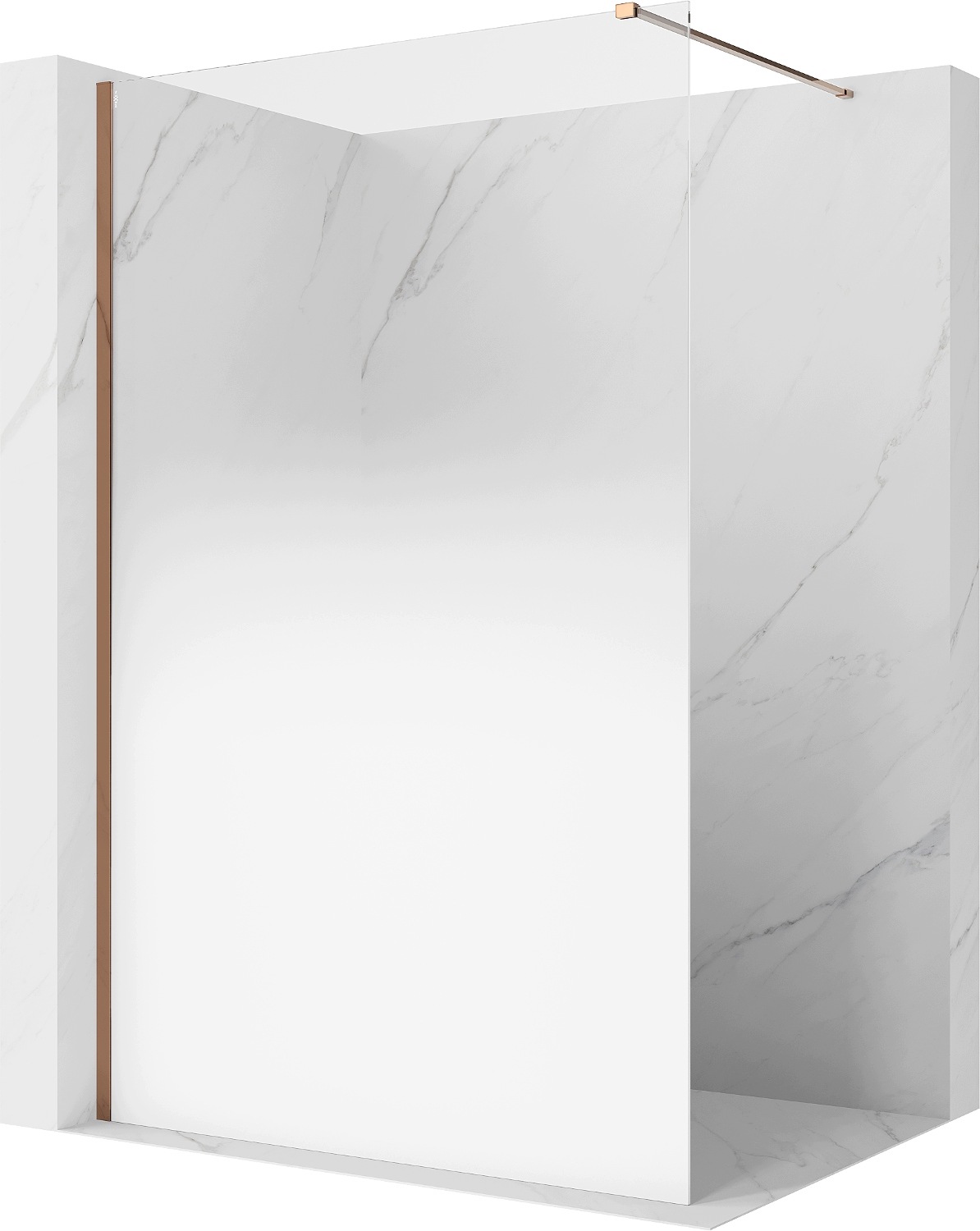 Mexen Kioto Ścianka Prysznicowa Walk-in 140X200CM Biała 8MM Różowe Złoto