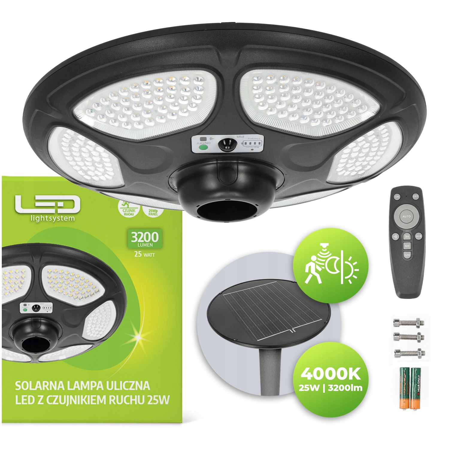 Solárna lampa Uličná záhradná lampa Ufo Snímač pohybu Pilot