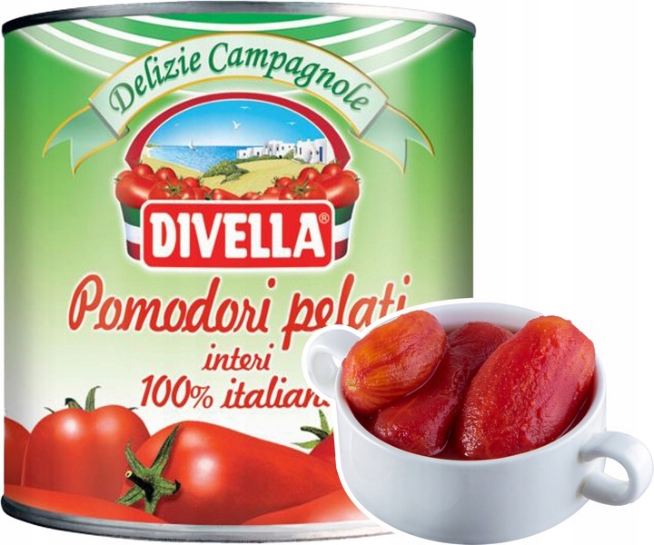 POMIDORY CAŁE BEZ SKÓRY PELATI 2,5kg DIVELLA Marka Divella