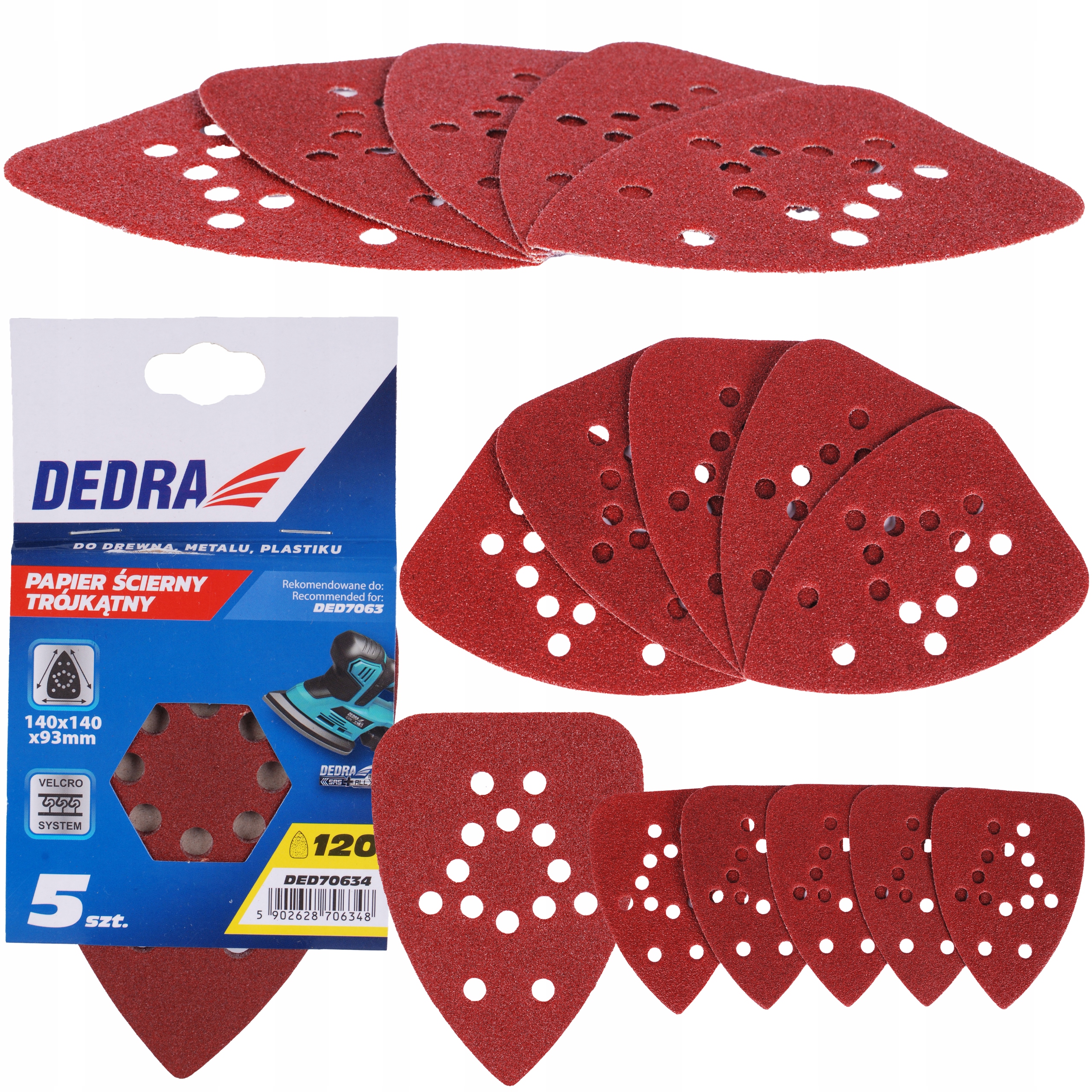 

Dedra Sas+ Papier ścierny Delta 120gr 5st DED70634