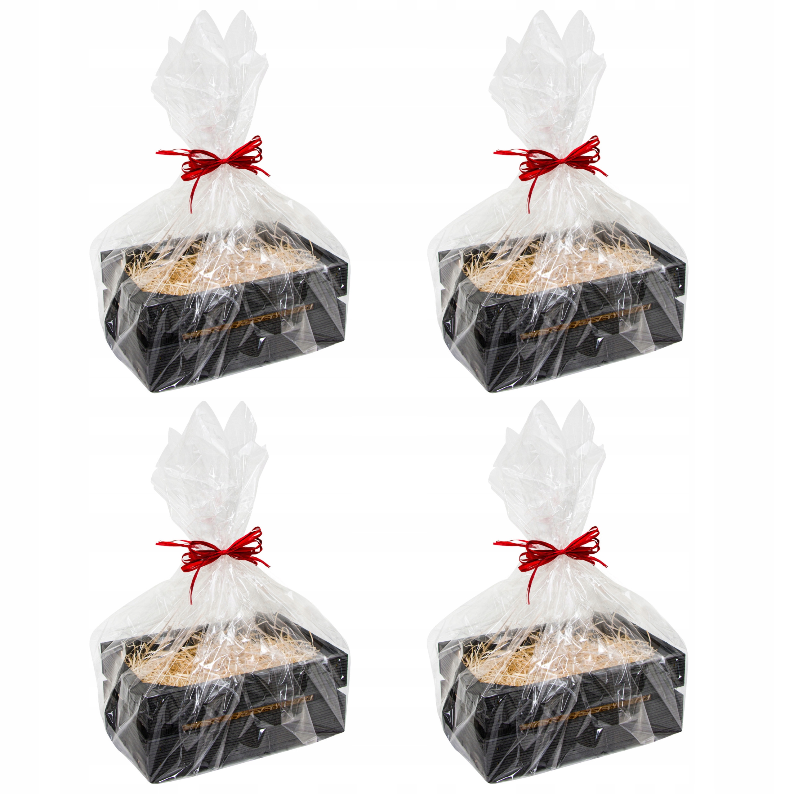 4x Dárkový košík Sada Dřevěná krabička Krabička Box Černá