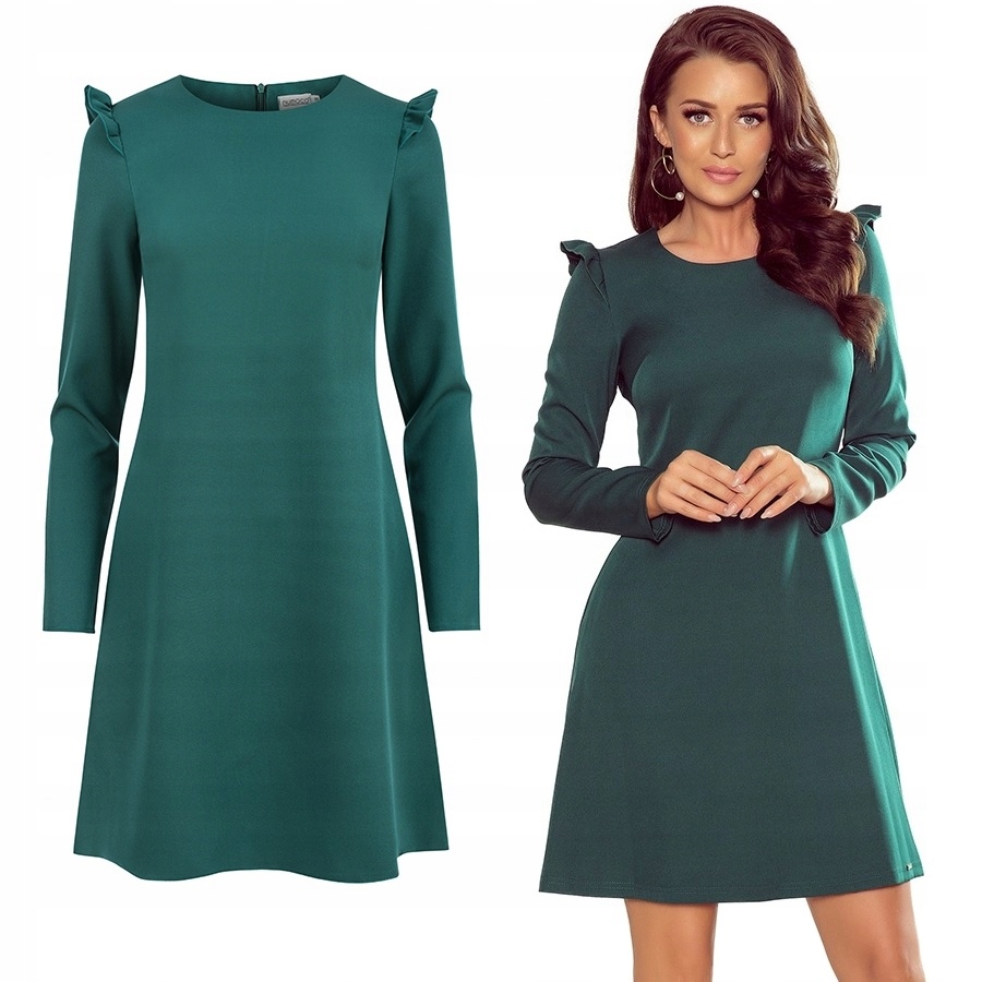 Trapézová Šaty S Volánky Na Ramenou Elegantní Do Práce XXL Ost