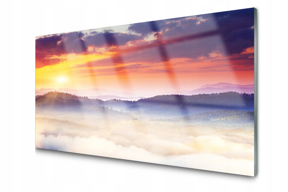 

Panel szklany Płytka Góra Słońce 140x70 + Klej