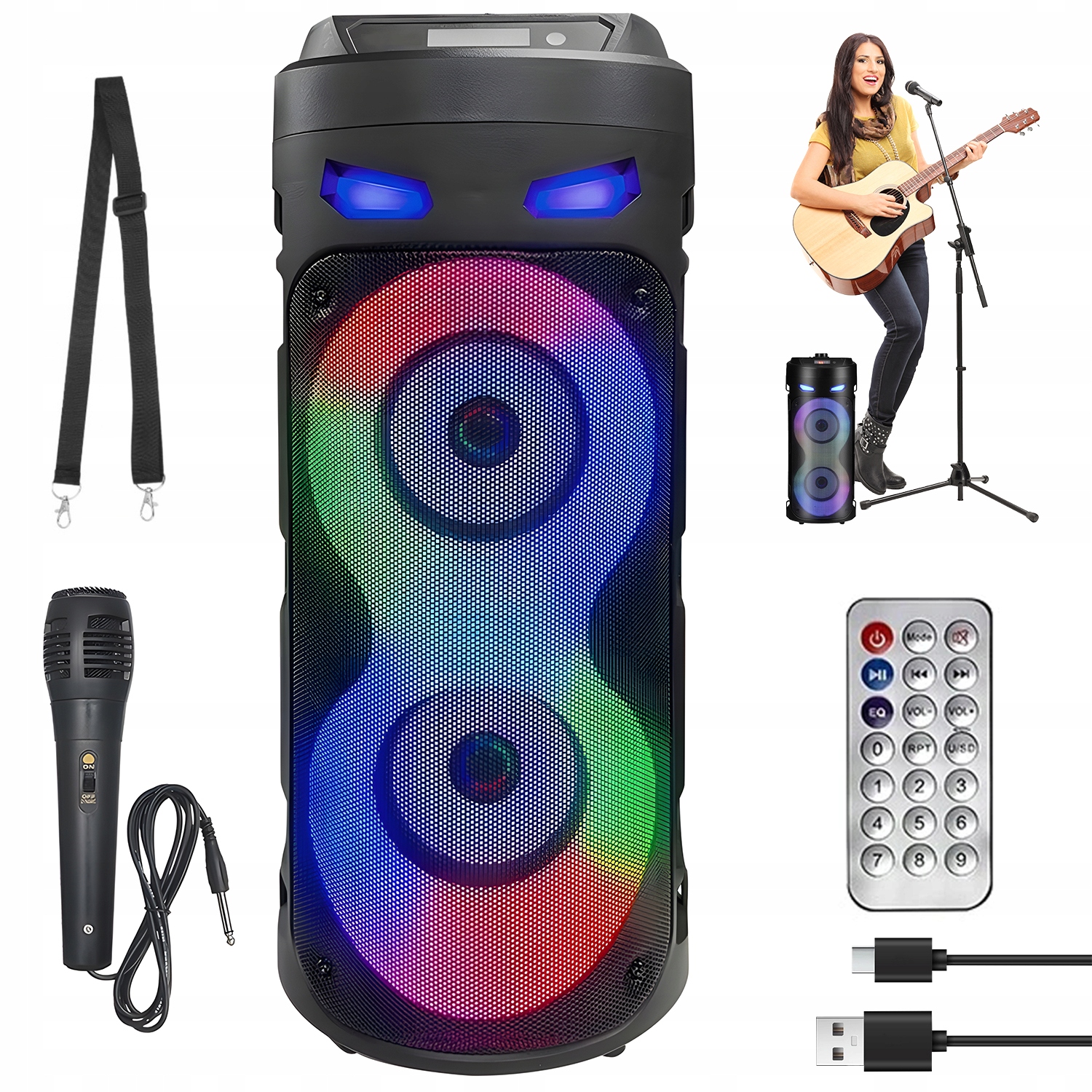 Bluetooth Reproduktor Usb Aux Přenosný Bezdrátový Fm Rádio Věž Boombox