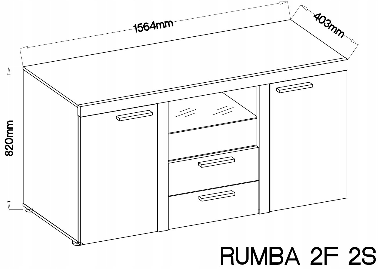 Meblościanka Rumba + Komoda Dąb Lefkas/Matera Kolor mebla dąb lefkas