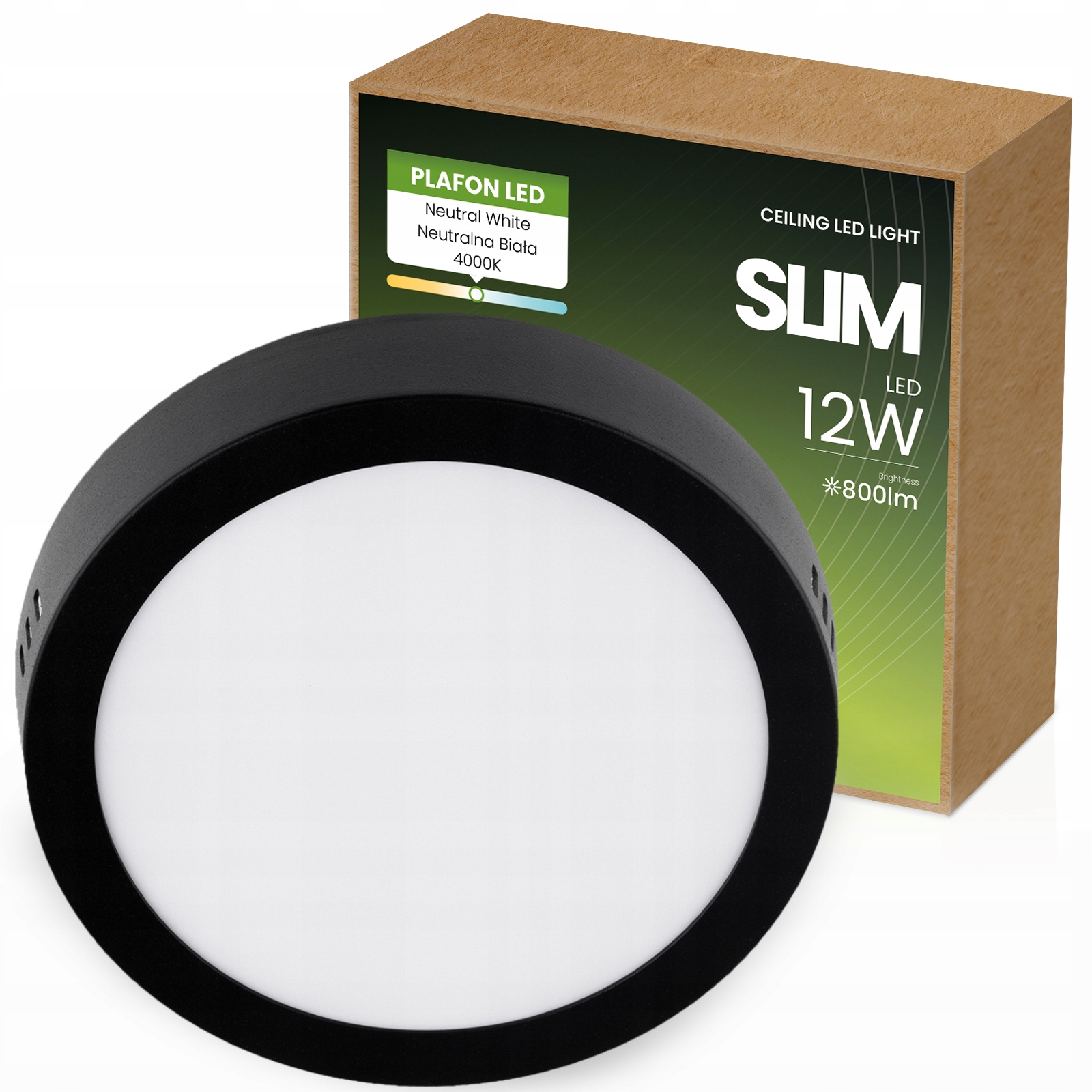 Panel LED 12W PLAFON NATYNKOWY OKRĄGŁY MOCNY LAMPA SUFITOWA OPRAWA ŚCIENNA