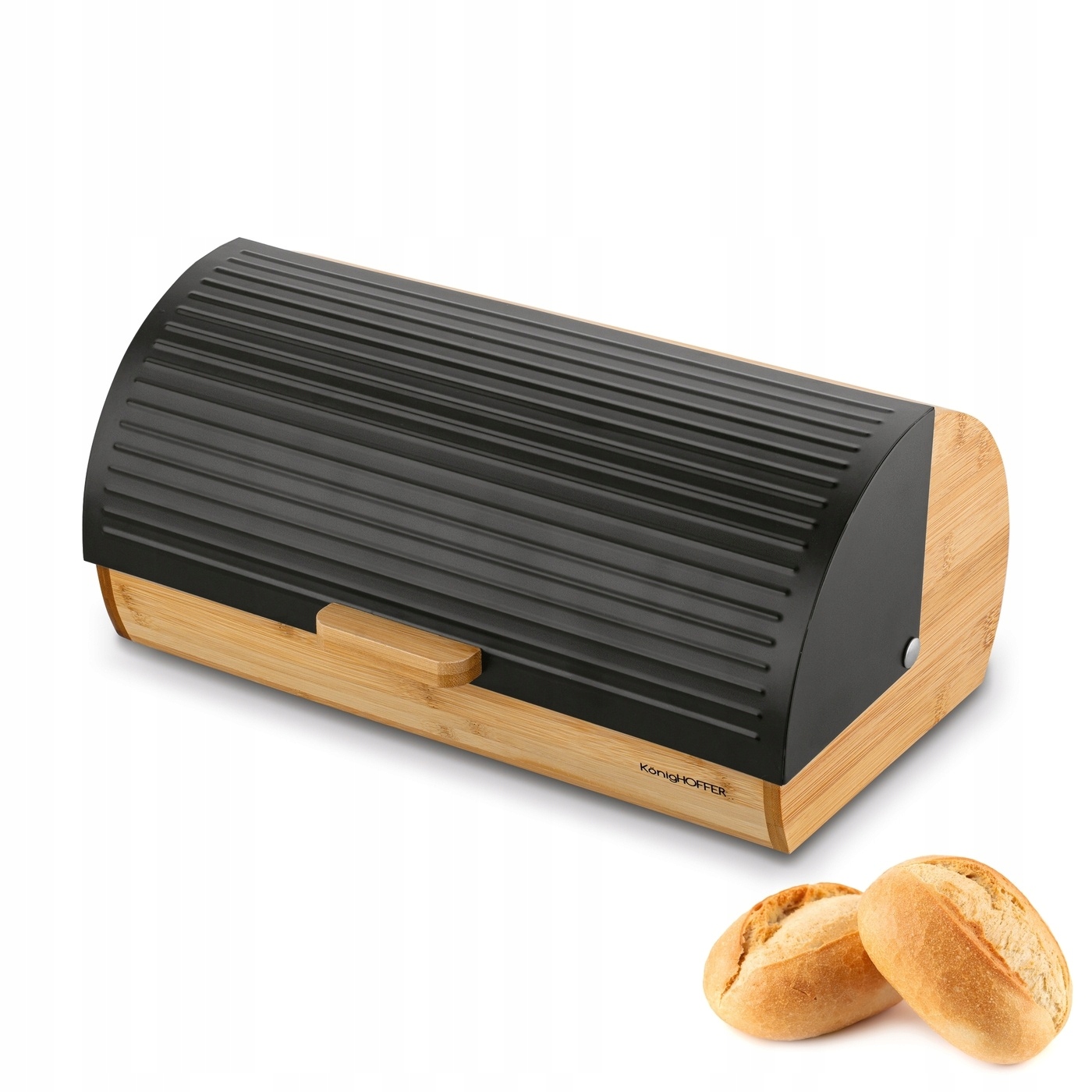 CZARNY CHLEBAK DREWNIANY duży pojemnik DO PRZECHOWYWANIA PIECZYWA Fushion