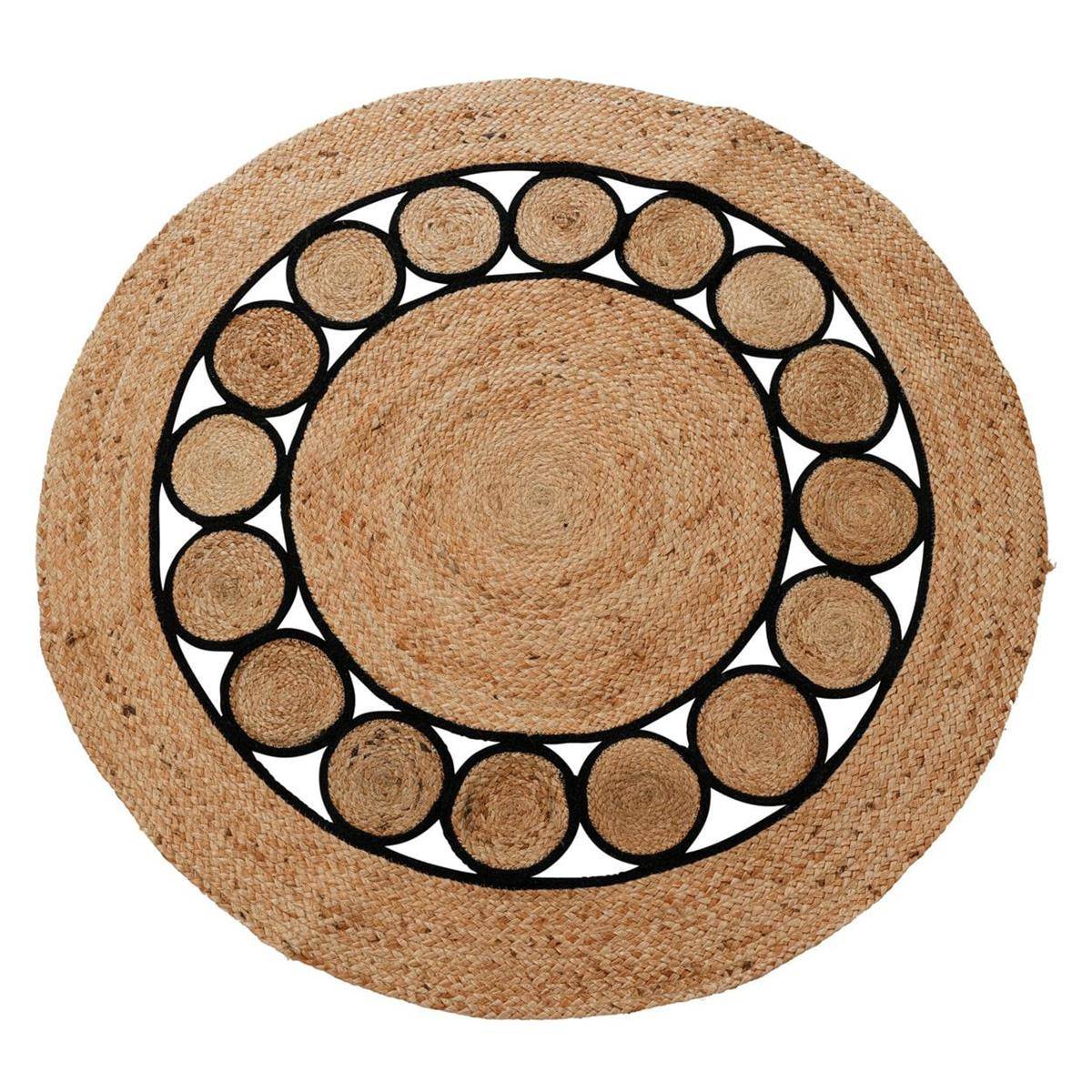 Dywan okrągły do salonu sypialni Duży juta Boho 120 CM Mata Pleciony Boho