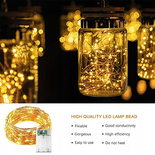 JSDOIN Lichterketten 5m 50LEDs Na Baterie Do Dekoracji Wnętrz i Świąt — miniatura 2