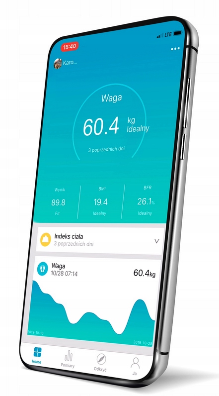 INTELIGENTNA WAGA ŁAZIENKOWA BLUETOOTH +APLIKACJA Model waga do łazienki Google Fit, Apple Health, Fitbit