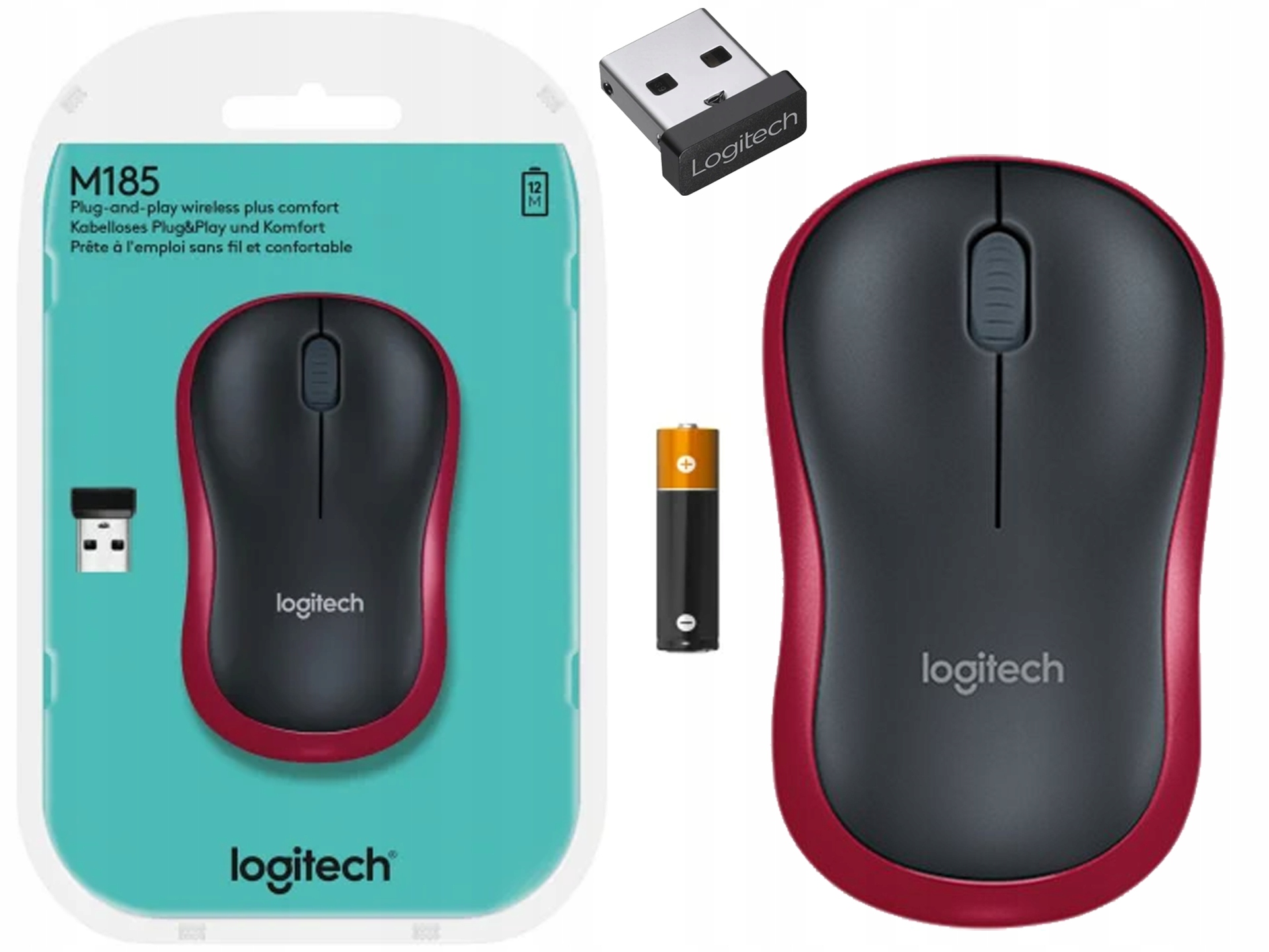 

Bezprzewodowa Logitech M185 910-002240 czerwona