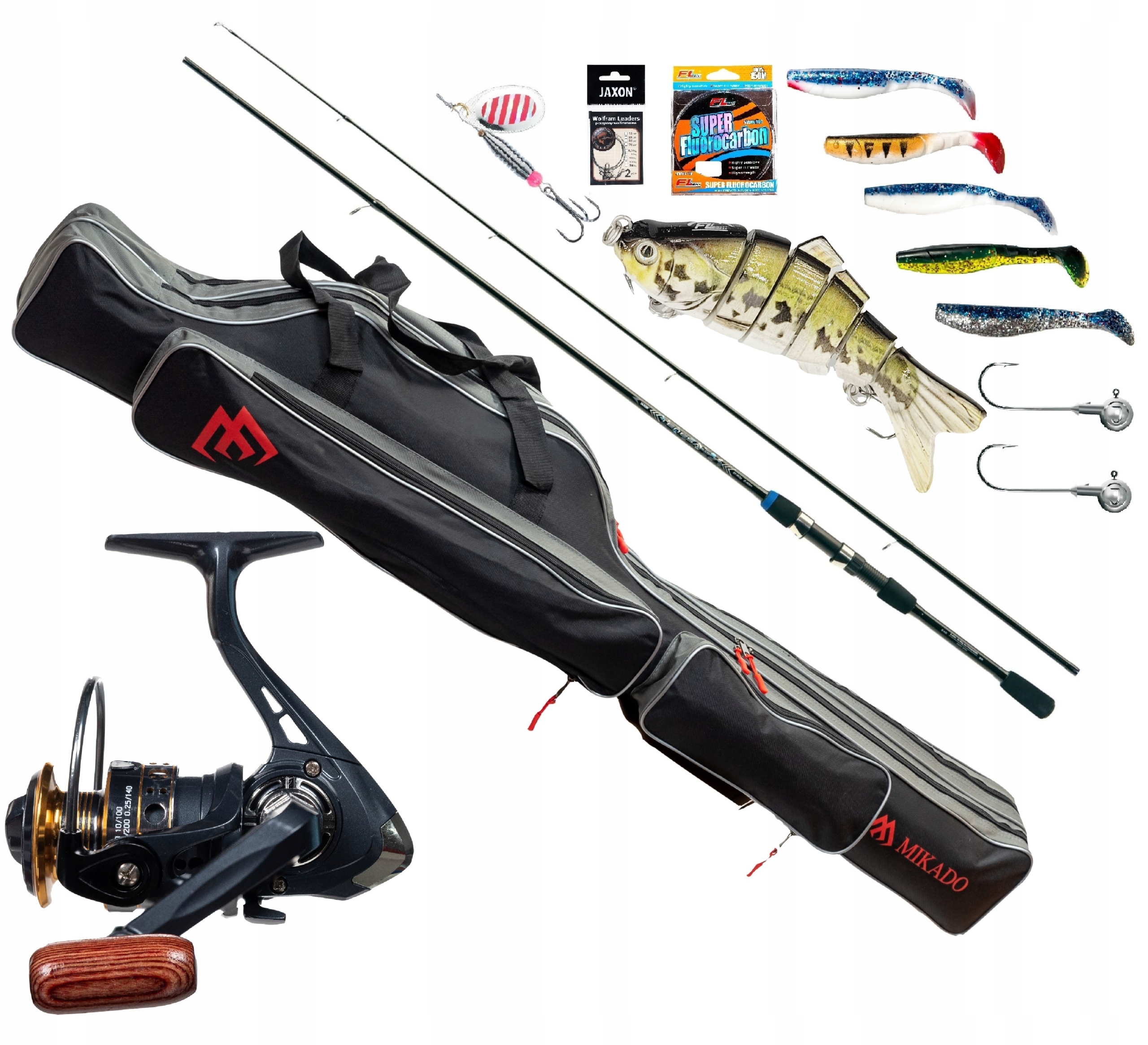 Wędka SPINNINGOWA Jaxon + Kołowrotek Torba Mikado