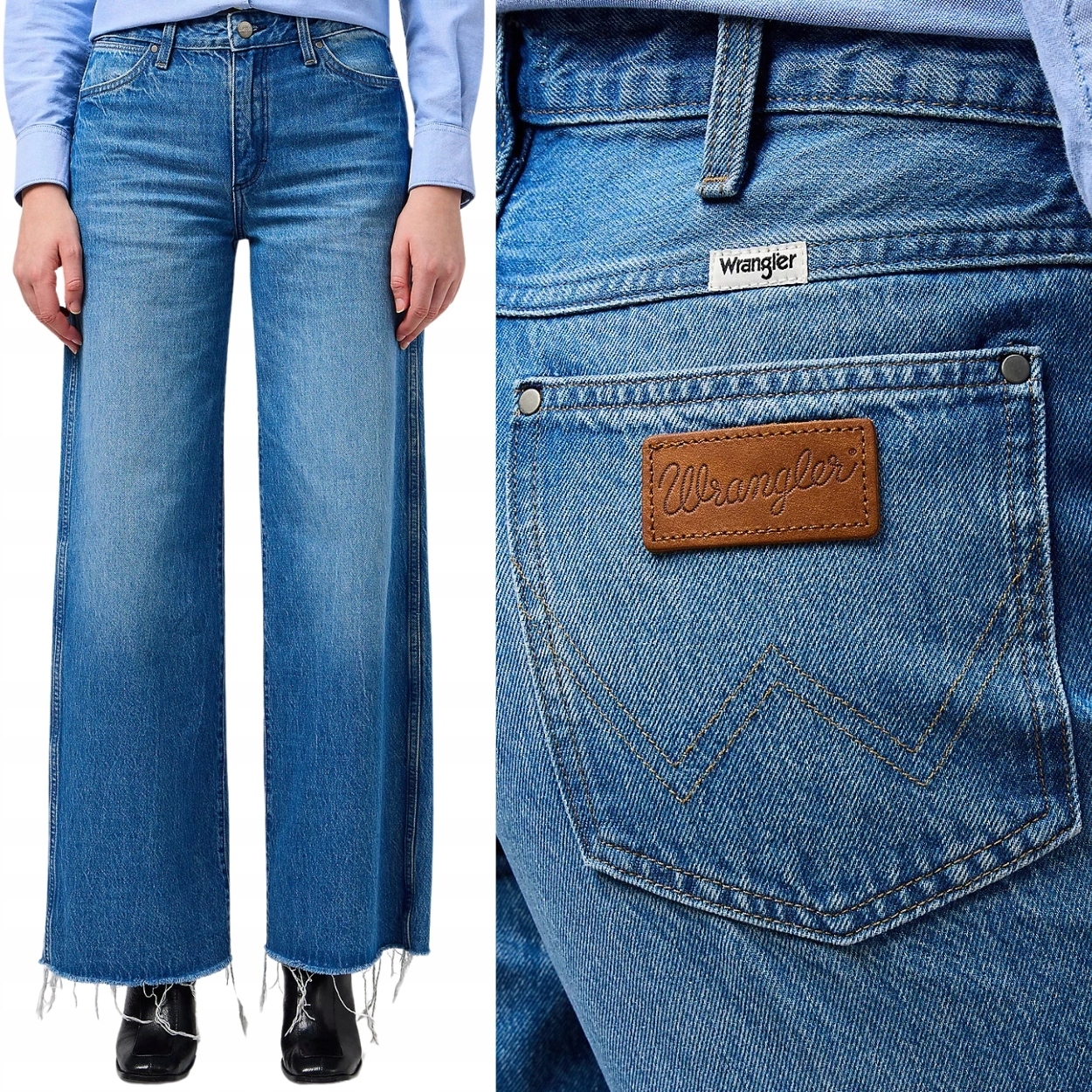 Wrangler World Wide Shallows volné dámské džínové kalhoty palazzo W33 L32