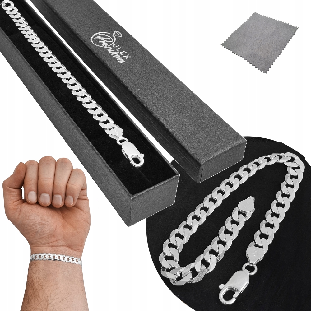 Stříbrný náramek ryzost 925 Klasická Pancerka 21 cm x 8 mm