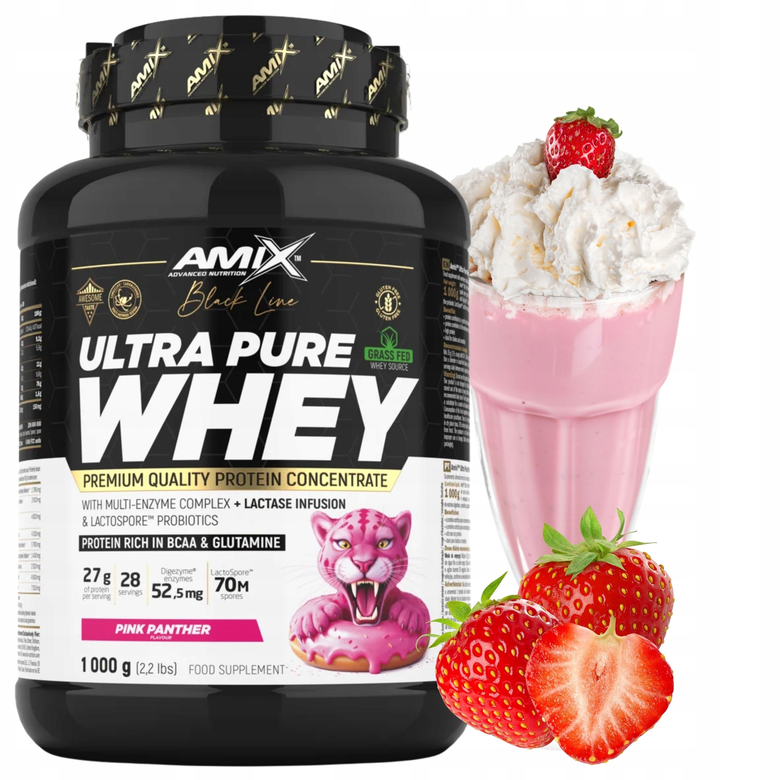 Syrovátkový Koncentrát Wpc Protein Pure Whey Digezyme Jahodový protein 1000 g