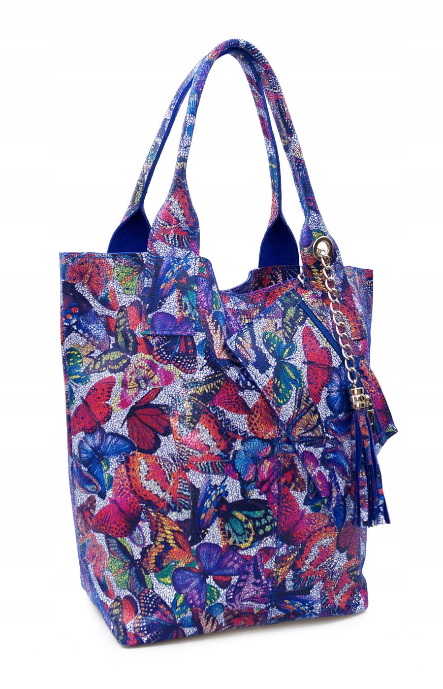 

Torebka damska shopper na suwak w motyle Kolorowa