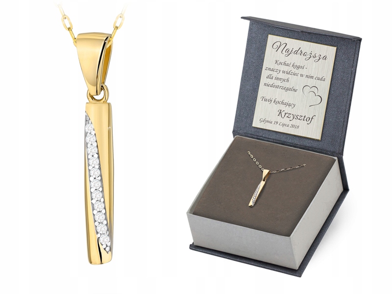 Zlatý Náhrdelník pr. 585 Přívěsek Tyčinka 42cm 14k