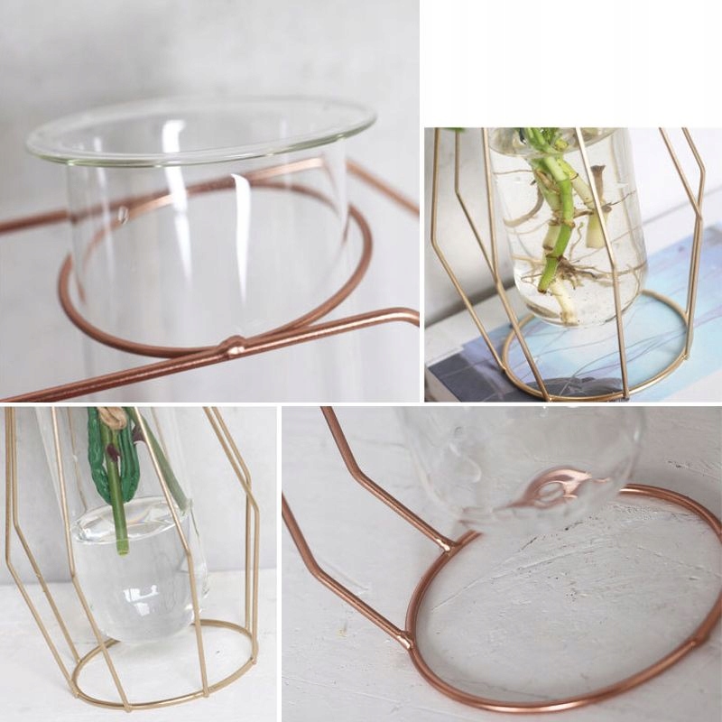 Wazon hydroponiczny, skandynawski Rose Gold 15cm Materiał szkło
