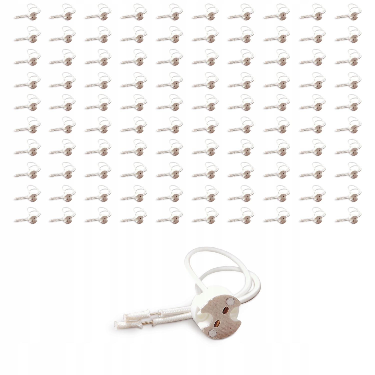 100x Keramická objímka pro násadu G5.3 halogenová kostka Set