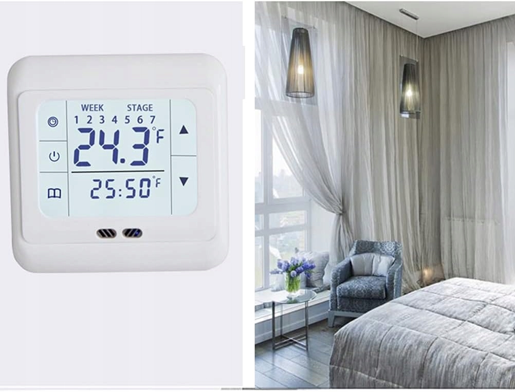 Pokojový termostat s regulátorem teploty pro podlahové vytápění 16A